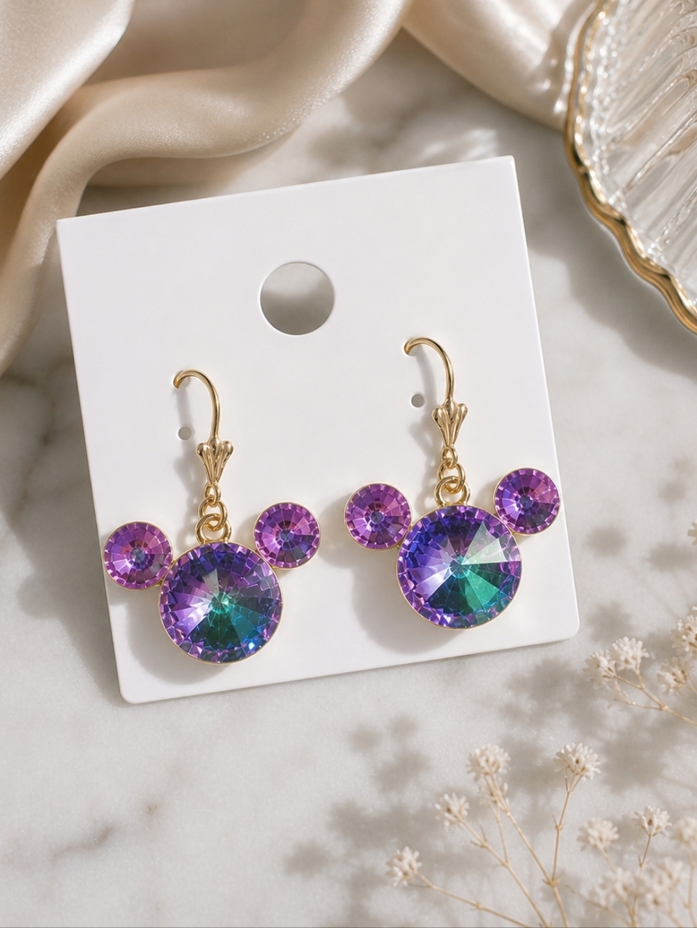 ✨ Iridescent Crystal Drop Earrings | Purple Aurora Sparkle | Fashion Inspired ✨